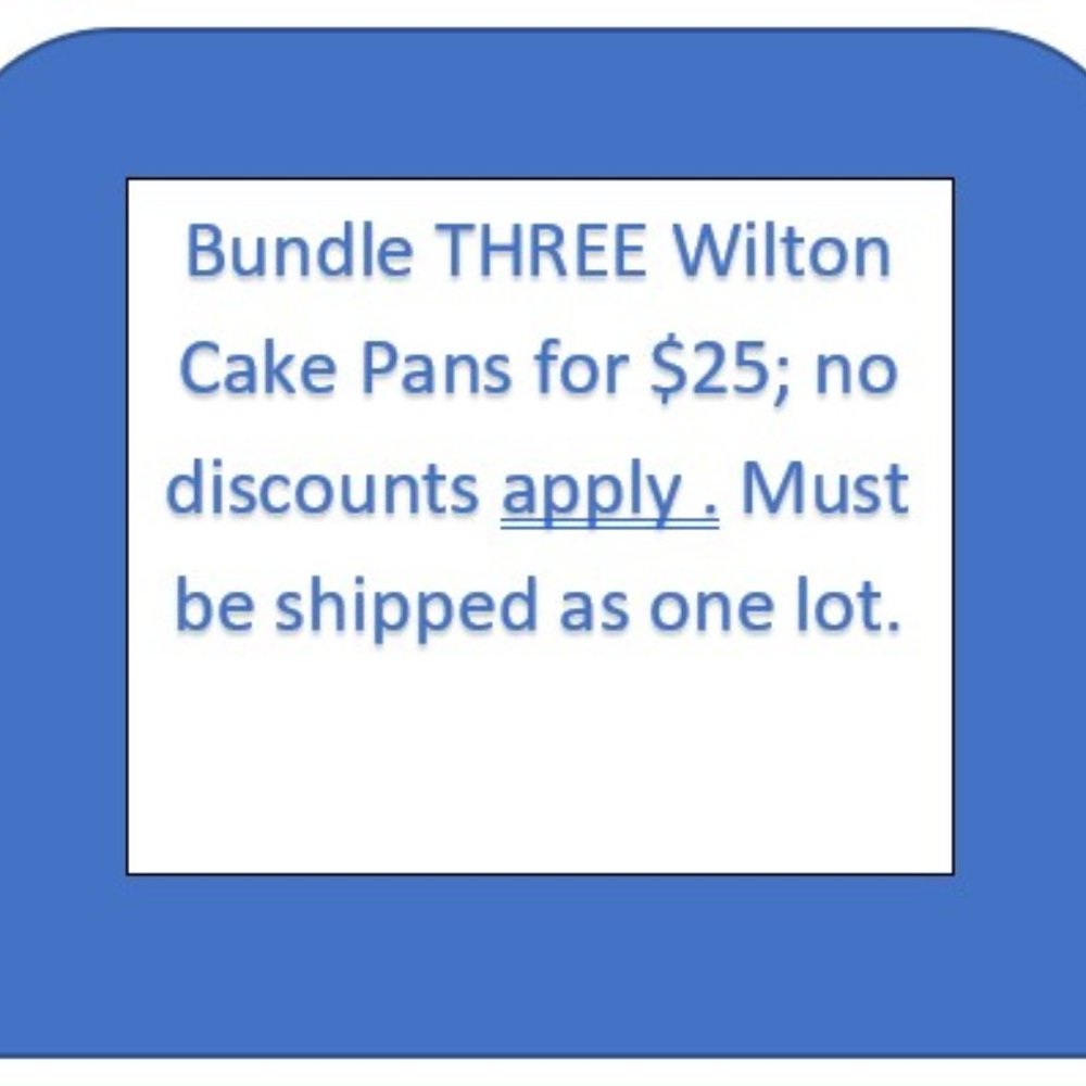 Bundle Wilton Cake Pans-Get Special Bundle Price  $3 for $25 Discounted Shipping
